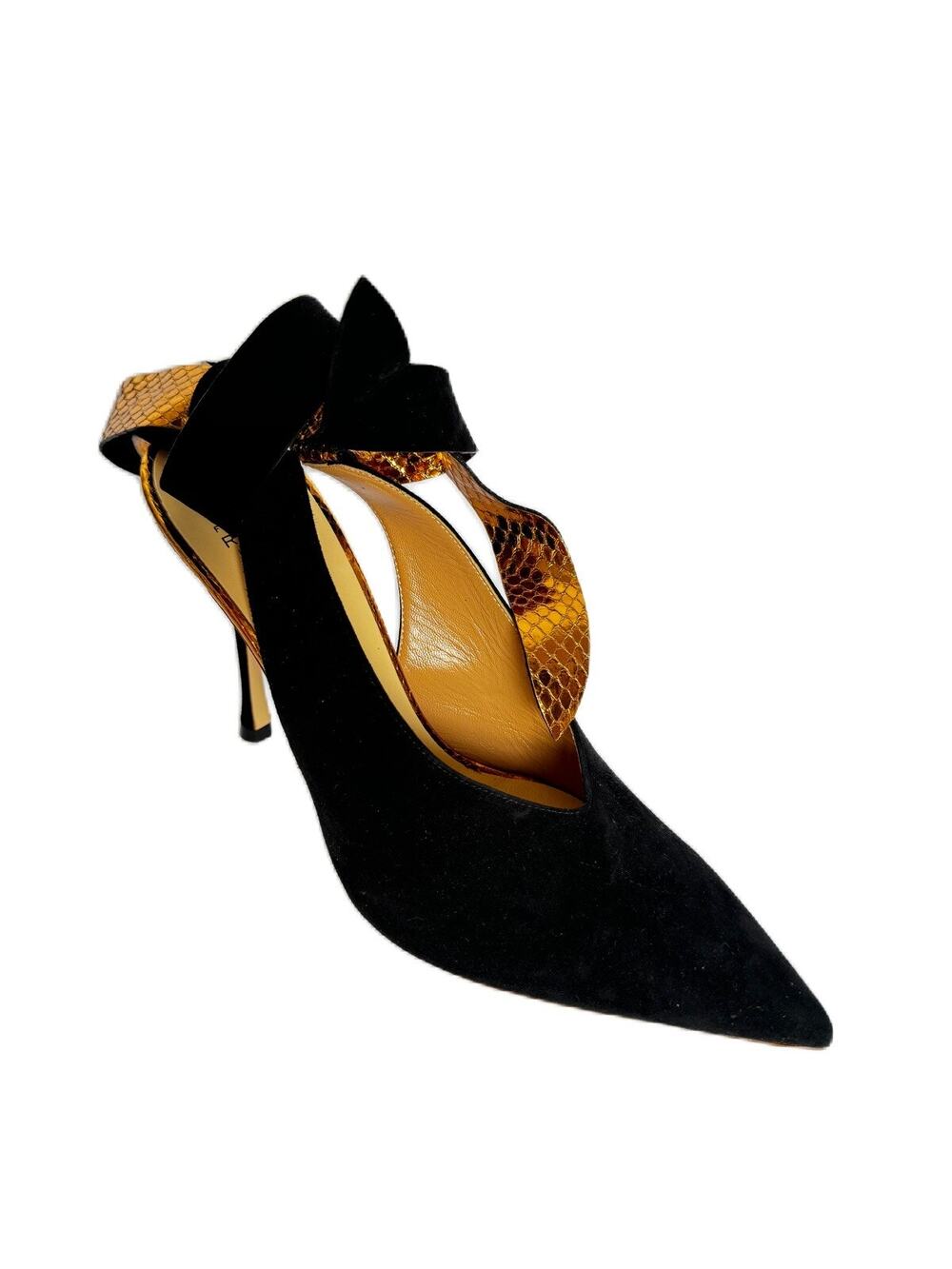Francesco Russo Women’s Shoes Black Suede Heels Size 39.5 NWB